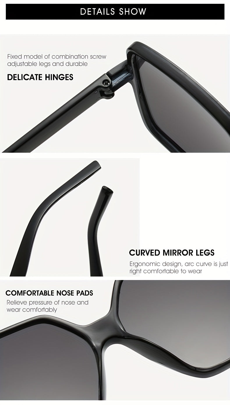 3pcs Chic Oversized Square Fashion Glasses Set for Women & Men - Stylish Retro Design, Anti-Glare Lenses, Perfect for Driving, Beach Parties, Travel, and Casual Attire with Comfortable Fit and Durable Construction