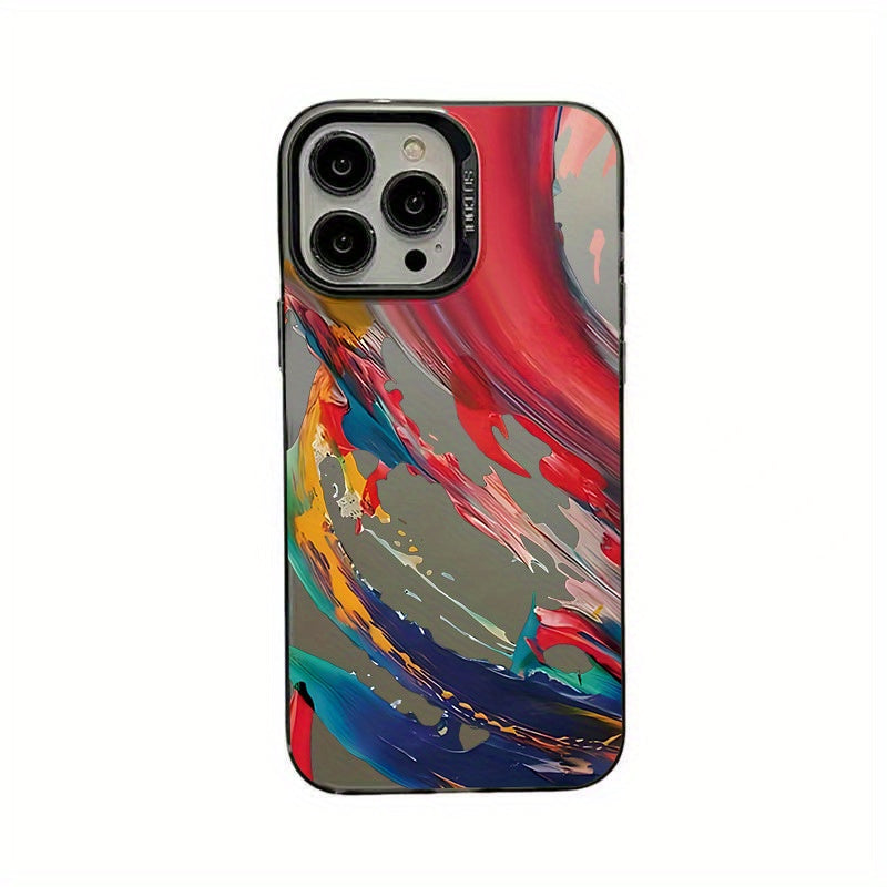 Gradient Color Silver Colorful Ink Applicable to for iPhone 16 Case, for iPhone 16 Pro Max Case, 6.1-Inch, Shockproof 16 Plus Phone Bumper Cover, Anti-Scratch