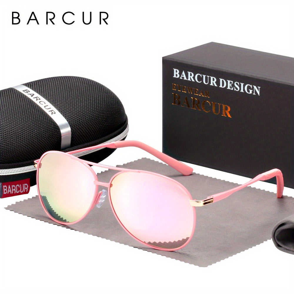BARCUR Polarized Women Men Gradient Metal Pilot UV400 Female Gafas Oculos De Sol Masculino (With Case) with gifts box Mother's Day/give gifts