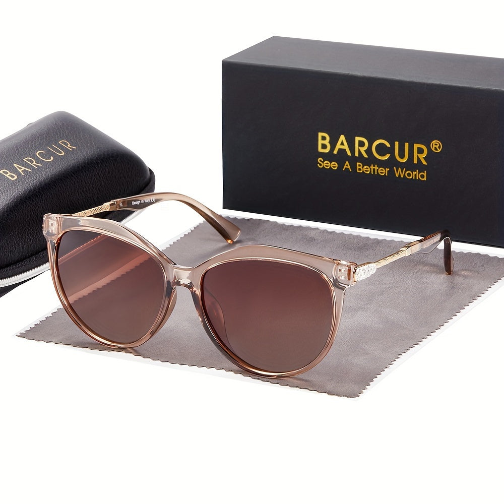 BARCUR Polarized Cat Eye Sunglasses Women Gradient Round Sun Glasses For Women Oculos Lun