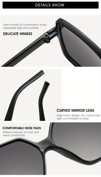 3pcs Chic Oversized Square Fashion Glasses Set for Women & Men - Stylish Retro Design, Anti-Glare Lenses, Perfect for Driving, Beach Parties, Travel, and Casual Attire with Comfortable Fit and Durable Construction