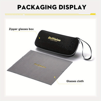 Drivision Unisex Retro Square Punk Style Fashion Glasses Protection Black & Rose Golden Frame with Case & Microfiber Cloth for Outdoor Parties, Casual Wear, Party Accessories, Punk Aesthetic, Highquality Lenses, Trendy Eyewea