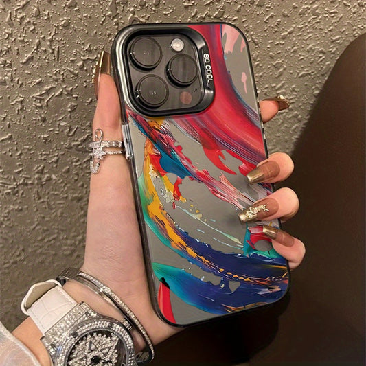 Gradient Color Silver Colorful Ink Applicable to for iPhone 16 Case, for iPhone 16 Pro Max Case, 6.1-Inch, Shockproof 16 Plus Phone Bumper Cover, Anti-Scratch