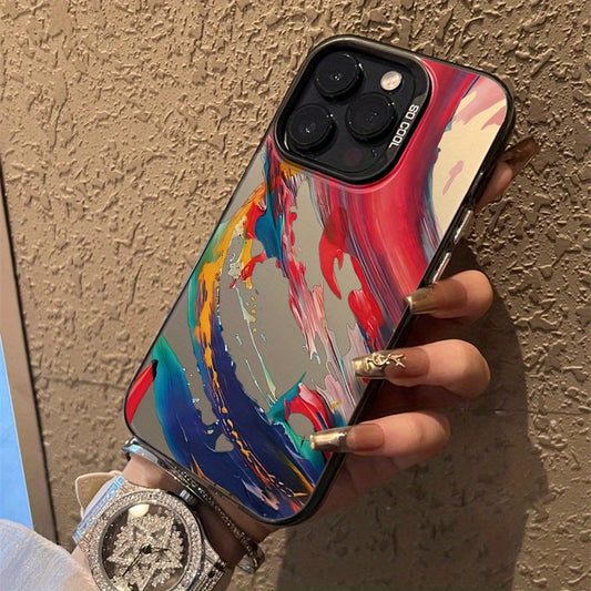 Gradient Color Silver Colorful Ink Applicable to for iPhone 16 Case, for iPhone 16 Pro Max Case, 6.1-Inch, Shockproof 16 Plus Phone Bumper Cover, Anti-Scratch