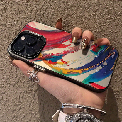 Gradient Color Silver Colorful Ink Applicable to for iPhone 16 Case, for iPhone 16 Pro Max Case, 6.1-Inch, Shockproof 16 Plus Phone Bumper Cover, Anti-Scratch