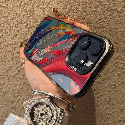 Gradient Color Silver Colorful Ink Applicable to for iPhone 16 Case, for iPhone 16 Pro Max Case, 6.1-Inch, Shockproof 16 Plus Phone Bumper Cover, Anti-Scratch