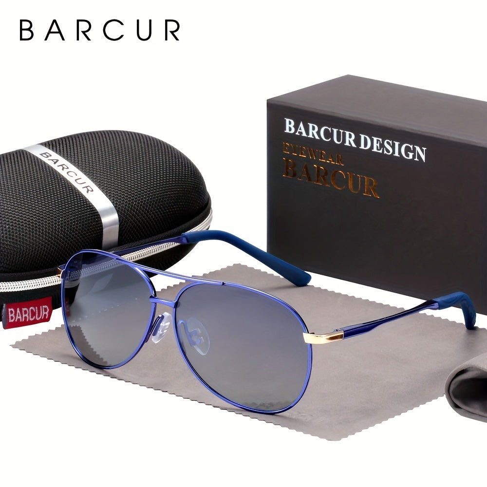 BARCUR Polarized Women Men Gradient Metal Pilot UV400 Female Gafas Oculos De Sol Masculino (With Case) with gifts box Mother's Day/give gifts