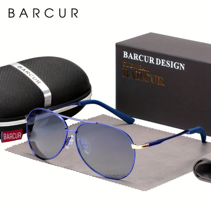BARCUR Polarized Women Men Gradient Metal Pilot UV400 Female Gafas Oculos De Sol Masculino (With Case) with gifts box Mother's Day/give gifts