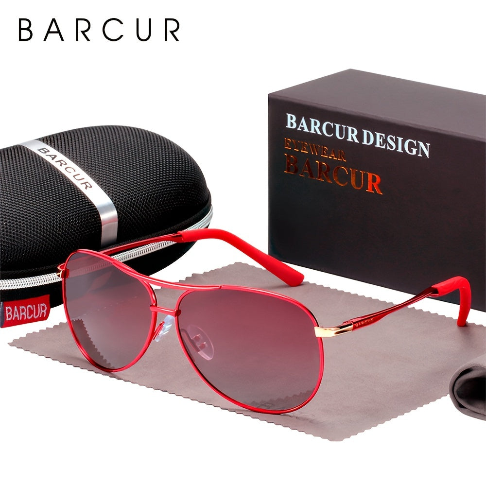 BARCUR Polarized Women Men Gradient Metal Pilot UV400 Female Gafas Oculos De Sol Masculino (With Case) with gifts box Mother's Day/give gifts