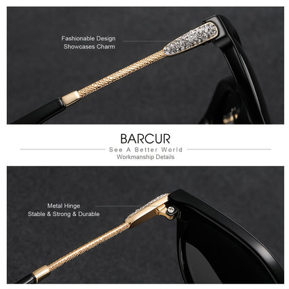 BARCUR Polarized Cat Eye Sunglasses Women Gradient Round Sun Glasses For Women Oculos Lun