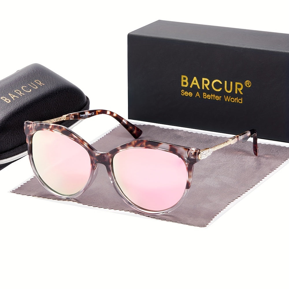 BARCUR Polarized Cat Eye Sunglasses Women Gradient Round Sun Glasses For Women Oculos Lun