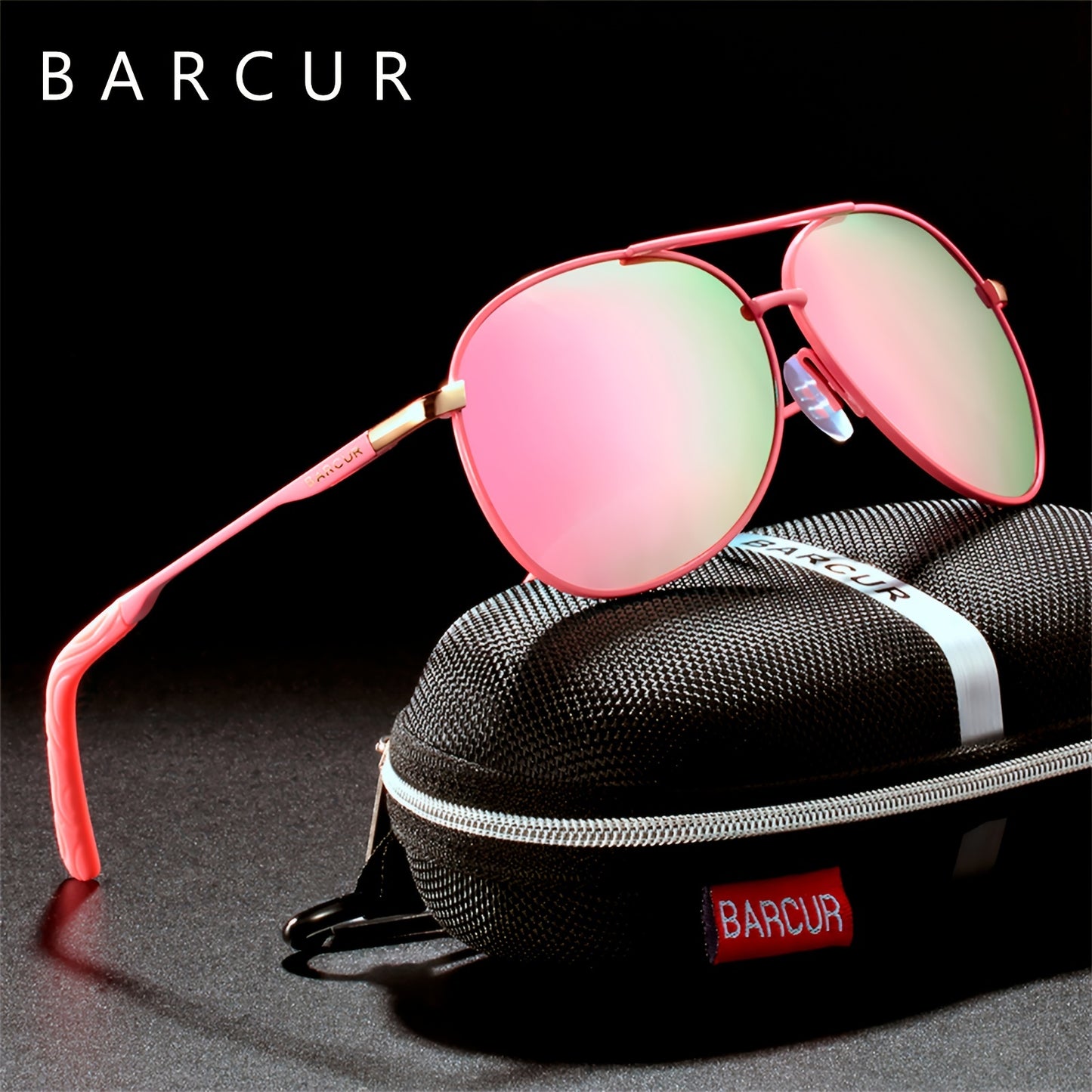 BARCUR Polarized Women Men Gradient Metal Pilot UV400 Female Gafas Oculos De Sol Masculino (With Case) with gifts box Mother's Day/give gifts