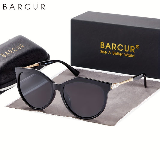 BARCUR Polarized Cat Eye Sunglasses Women Gradient Round Sun Glasses For Women Oculos Lun