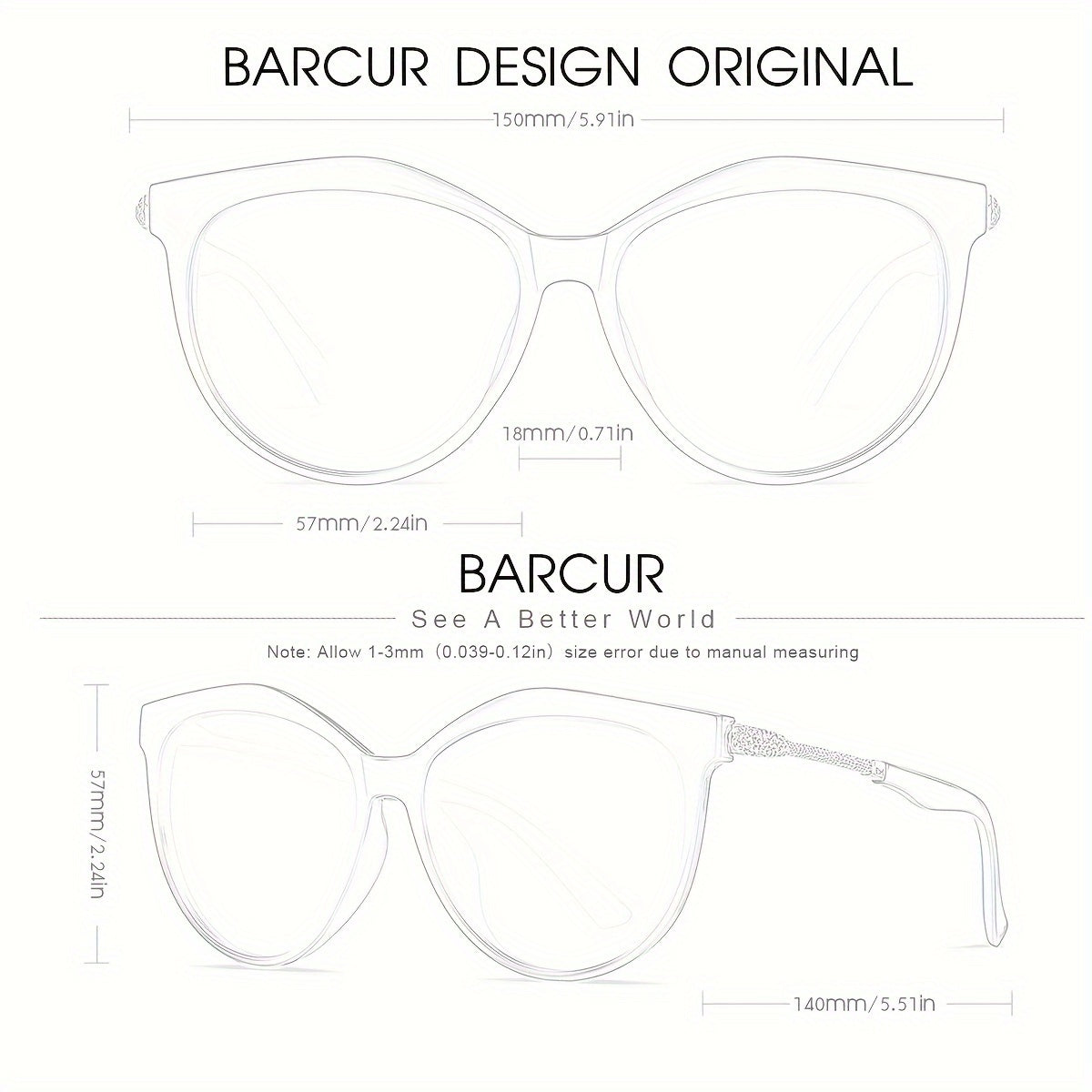 BARCUR Polarized Cat Eye Sunglasses Women Gradient Round Sun Glasses For Women Oculos Lun