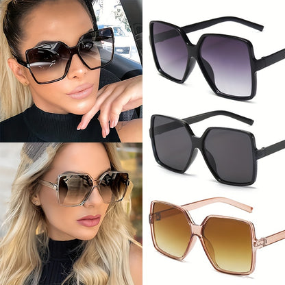 3pcs Chic Oversized Square Fashion Glasses Set for Women & Men - Stylish Retro Design, Anti-Glare Lenses, Perfect for Driving, Beach Parties, Travel, and Casual Attire with Comfortable Fit and Durable Construction