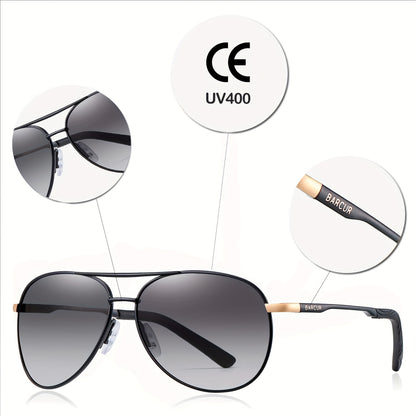 BARCUR Polarized Women Men Gradient Metal Pilot UV400 Female Gafas Oculos De Sol Masculino (With Case) with gifts box Mother's Day/give gifts
