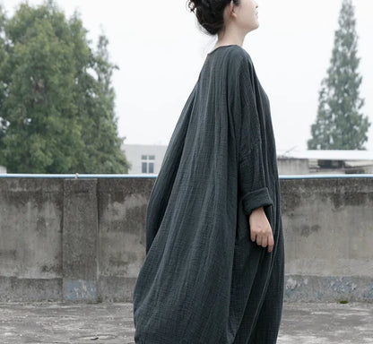 Vestidos Mujer 2025 Latest Autumn Spring Solid Color Cotton Linen Robes Dress for Women Large Size Plus Size Artist Ropa Dresses