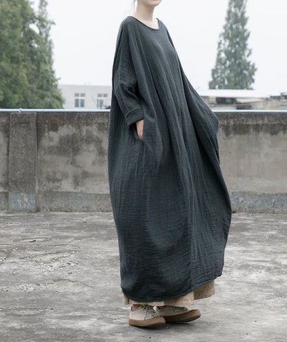 Vestidos Mujer 2025 Latest Autumn Spring Solid Color Cotton Linen Robes Dress for Women Large Size Plus Size Artist Ropa Dresses