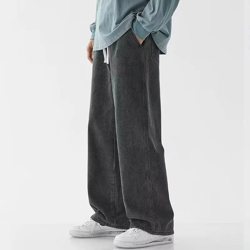 Jeans Men's Spring and Autumn 2025 New Loose High Street Straight Wide-leg Pants Floor-drag Summer Casual Long Pants Men