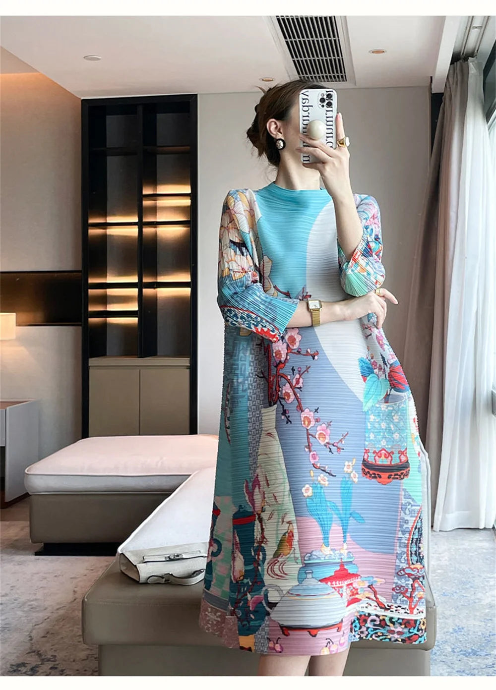 Vestidos Verano Moda 2024 Fold 2024 Spring and Autumn new Printed Round Neck Short Sleeve Dress Loose Fashion Slim Dress Dresses