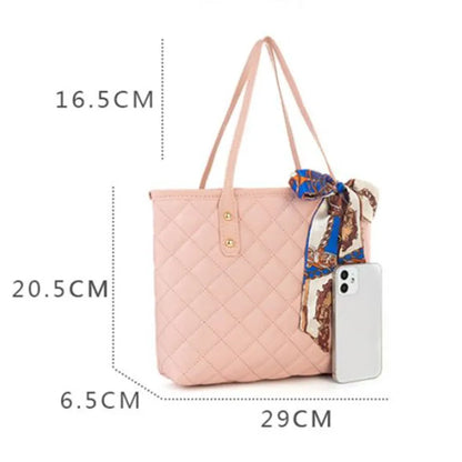 Lingge Embroidery Thread Tote Bag Large Capacity Silk Scarf Handbag Stylish Shoulder Bag Suitable for Everyday Use Travel Party