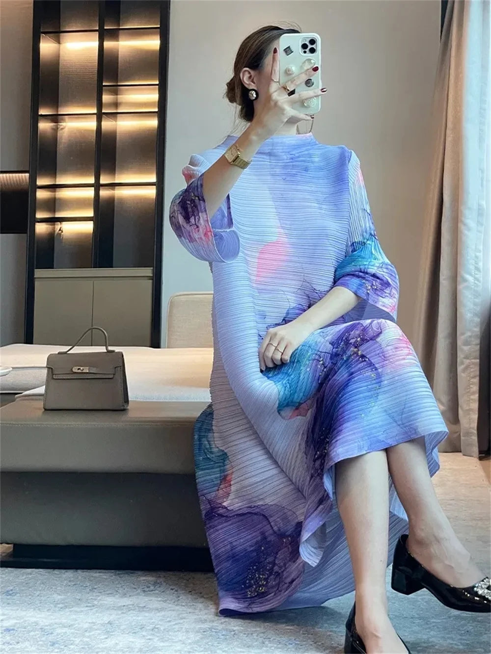 Vestidos Verano Moda 2024 Fold 2024 Spring and Autumn new Printed Round Neck Short Sleeve Dress Loose Fashion Slim Dress Dresses