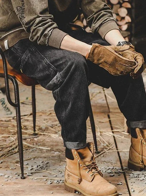 Jeans for Men Tapered Male Cowboy Pants Black Trousers Cargo Luxury Spring Autumn Y 2k Vintage Japanese Street Style Clothing Xs