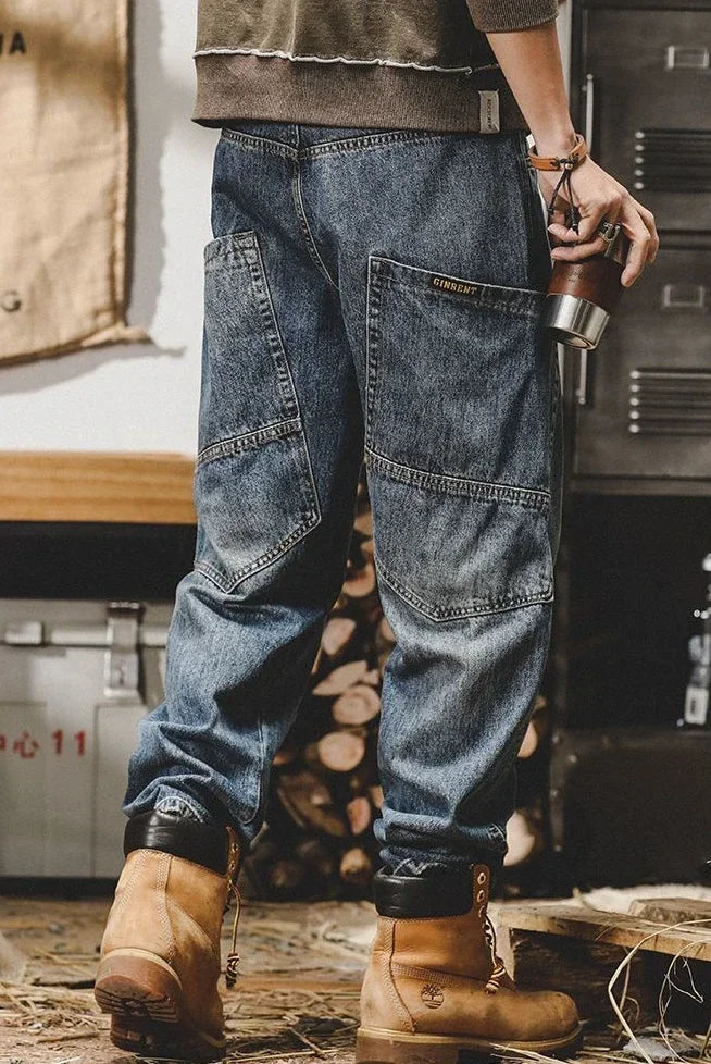 Jeans for Men Tapered Male Cowboy Pants Black Trousers Cargo Luxury Spring Autumn Y 2k Vintage Japanese Street Style Clothing Xs