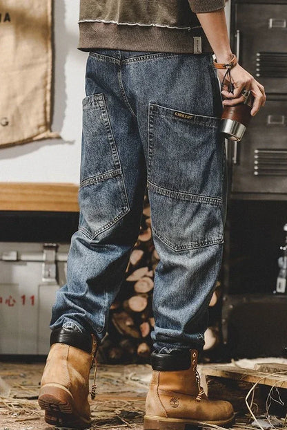 Jeans for Men Tapered Male Cowboy Pants Black Trousers Cargo Luxury Spring Autumn Y 2k Vintage Japanese Street Style Clothing Xs