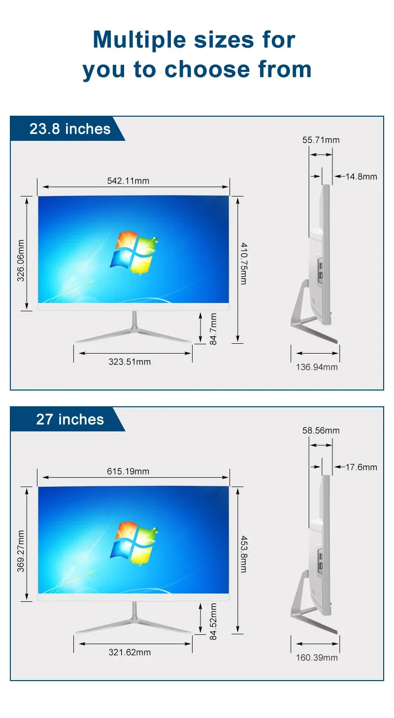 DisplayDesktop Computer Core I3 I5 I7 All In One Pc 23.8 27 Inch All In One Pc Computer
