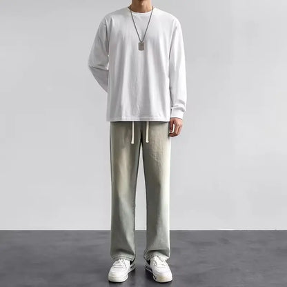 Jeans Men's Spring and Autumn 2025 New Loose High Street Straight Wide-leg Pants Floor-drag Summer Casual Long Pants Men