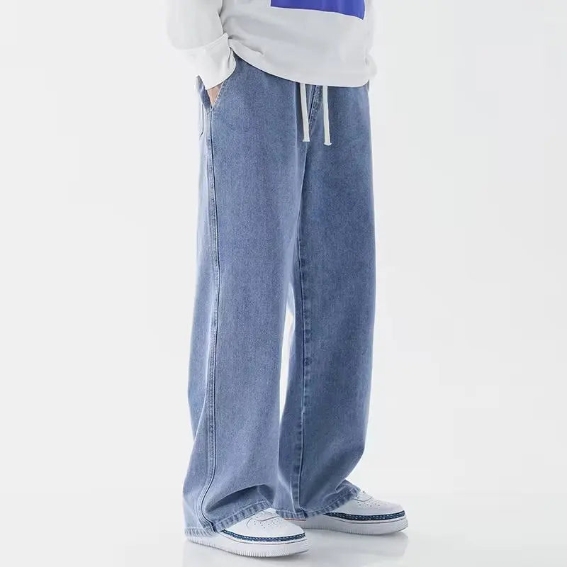 Jeans Men's Spring and Autumn 2025 New Loose High Street Straight Wide-leg Pants Floor-drag Summer Casual Long Pants Men