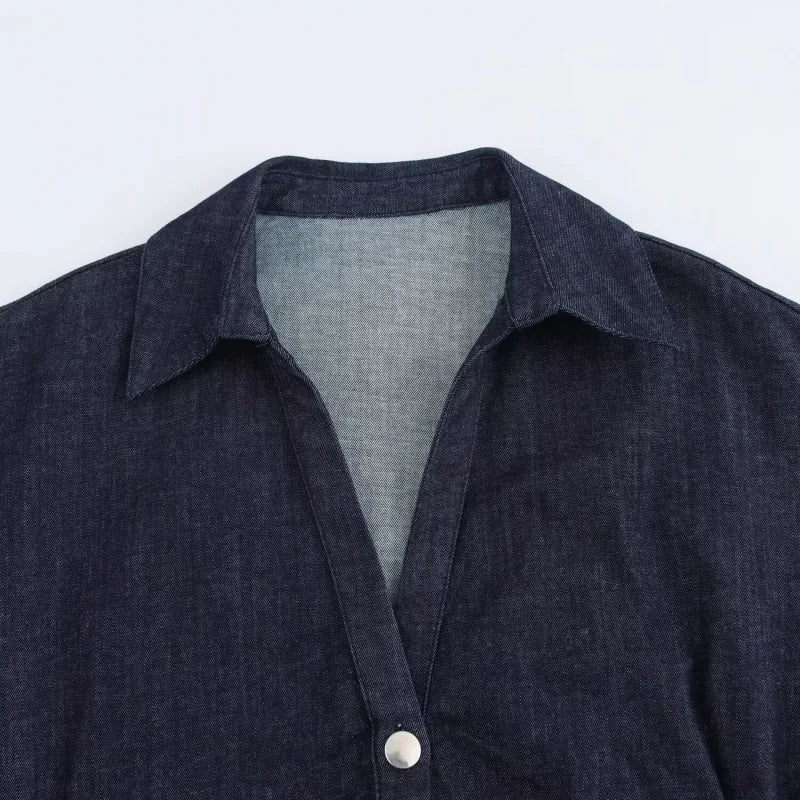 Vestido jeans feminino primavera verão casual vestidos longos para mulheres 2025 nova moda ruched manga curta streetwear midi ve