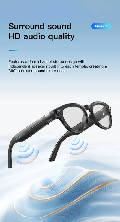 2025 4K HD Camera Smart Glasses Anti-shake Bluetooth Call Real-time Translation Automatic Color Change AI Glasses Music Control