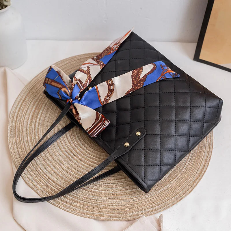 Lingge Embroidery Thread Tote Bag Large Capacity Silk Scarf Handbag Stylish Shoulder Bag Suitable for Everyday Use Travel Party