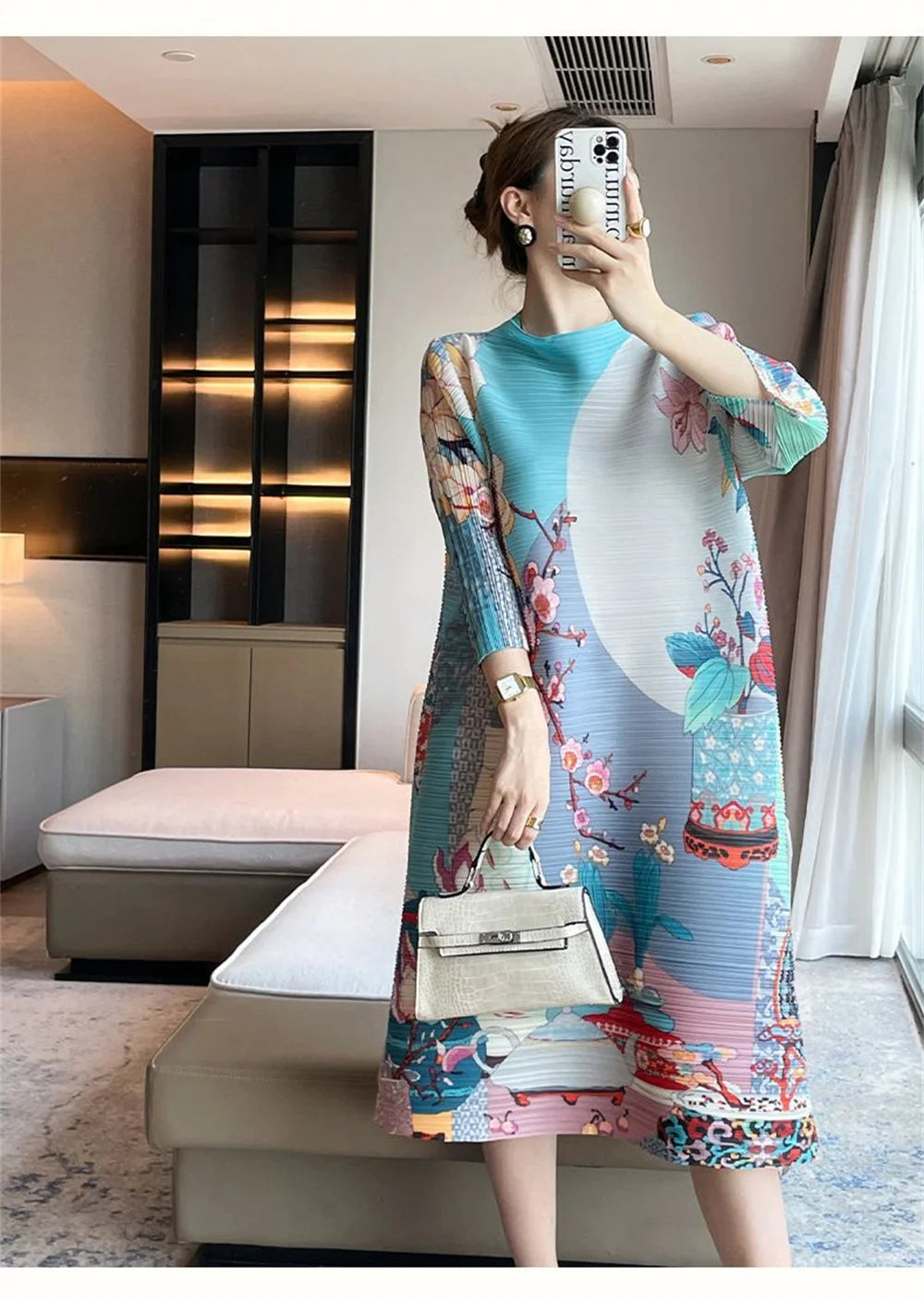 Vestidos Verano Moda 2024 Fold 2024 Spring and Autumn new Printed Round Neck Short Sleeve Dress Loose Fashion Slim Dress Dresses
