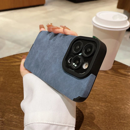 Fashion Phone Case For iPhone 17 Air 16 15 14 13 12 11 Pro Max 16 Plus Fur Leather Full Lens Protection Cases Cover