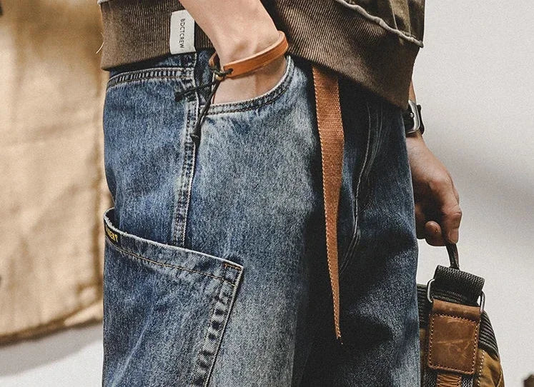 Jeans for Men Tapered Male Cowboy Pants Black Trousers Cargo Luxury Spring Autumn Y 2k Vintage Japanese Street Style Clothing Xs