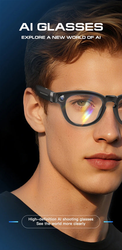 2025 4K HD Camera Smart Glasses Anti-shake Bluetooth Call Real-time Translation Automatic Color Change AI Glasses Music Control