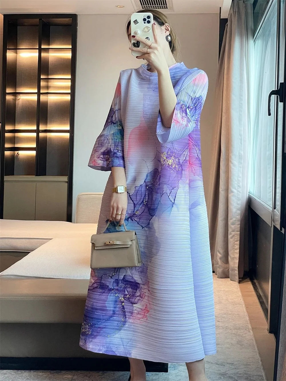 Vestidos Verano Moda 2024 Fold 2024 Spring and Autumn new Printed Round Neck Short Sleeve Dress Loose Fashion Slim Dress Dresses