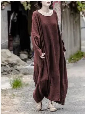Vestidos Mujer 2025 Latest Autumn Spring Solid Color Cotton Linen Robes Dress for Women Large Size Plus Size Artist Ropa Dresses