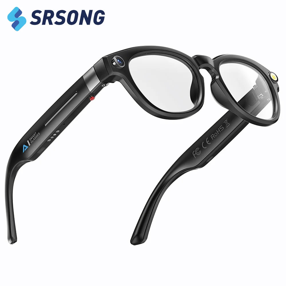 2025 4K HD Camera Smart Glasses Anti-shake Bluetooth Call Real-time Translation Automatic Color Change AI Glasses Music Control