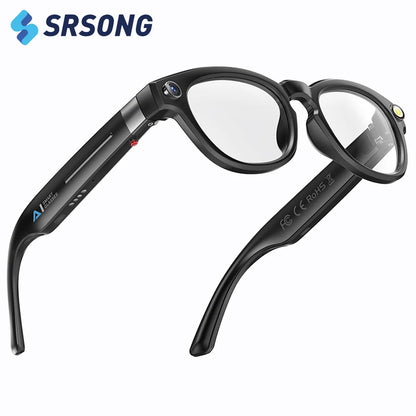 2025 4K HD Camera Smart Glasses Anti-shake Bluetooth Call Real-time Translation Automatic Color Change AI Glasses Music Control