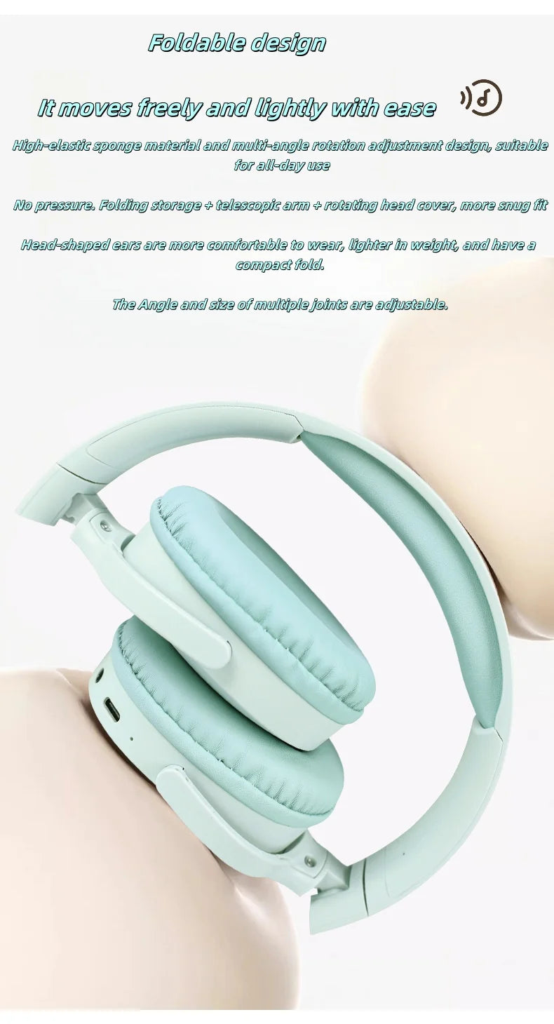 Fashion Bluetooth Wireless Headphones Over Ear Deep Bass Sports Stereo HiFi Long Battery Life Universal For All Devices