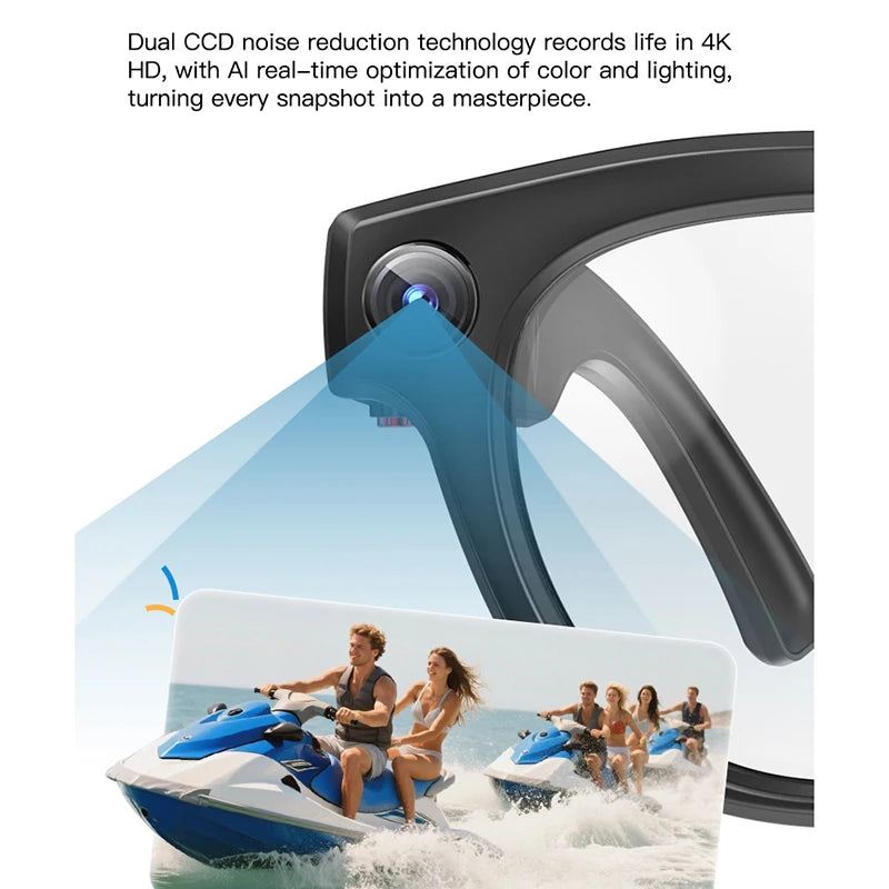 2025 4K HD Camera Smart Glasses Anti-shake Bluetooth Call Real-time Translation Automatic Color Change AI Glasses Music Control