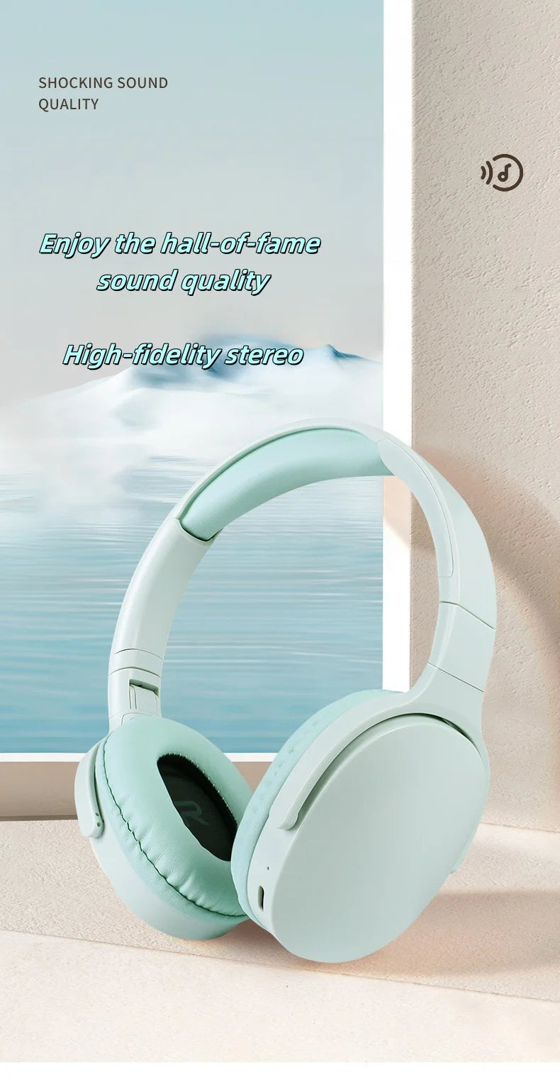 Fashion Bluetooth Wireless Headphones Over Ear Deep Bass Sports Stereo HiFi Long Battery Life Universal For All Devices