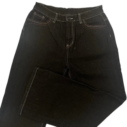 Jeans letter embroidered black loose trousers Couple fashion retro new athlete street clothing Y2K Harajuku street wear trousers