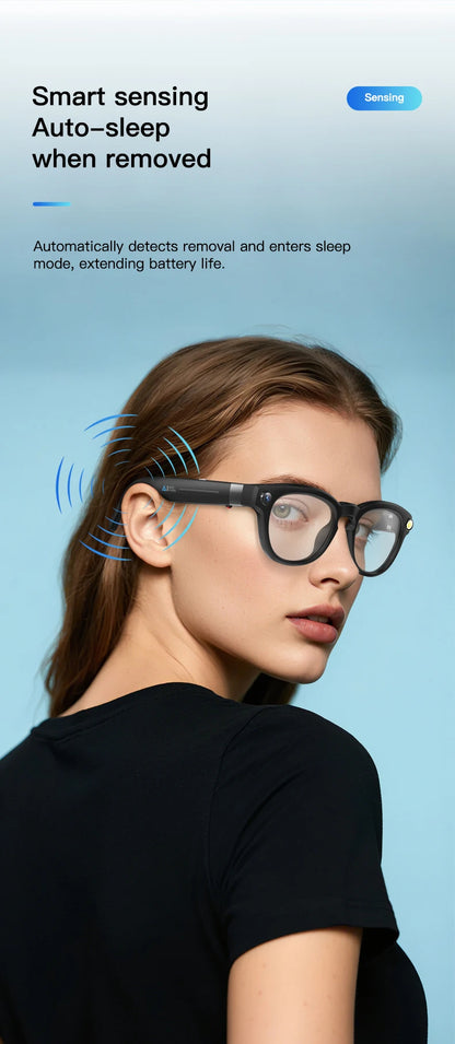 2025 4K HD Camera Smart Glasses Anti-shake Bluetooth Call Real-time Translation Automatic Color Change AI Glasses Music Control