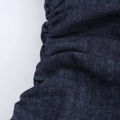 Vestido jeans feminino primavera verão casual vestidos longos para mulheres 2025 nova moda ruched manga curta streetwear midi ve