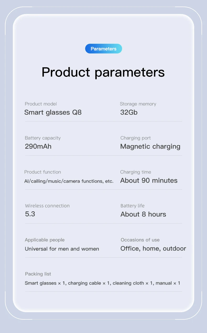 2025 4K HD Camera Smart Glasses Anti-shake Bluetooth Call Real-time Translation Automatic Color Change AI Glasses Music Control